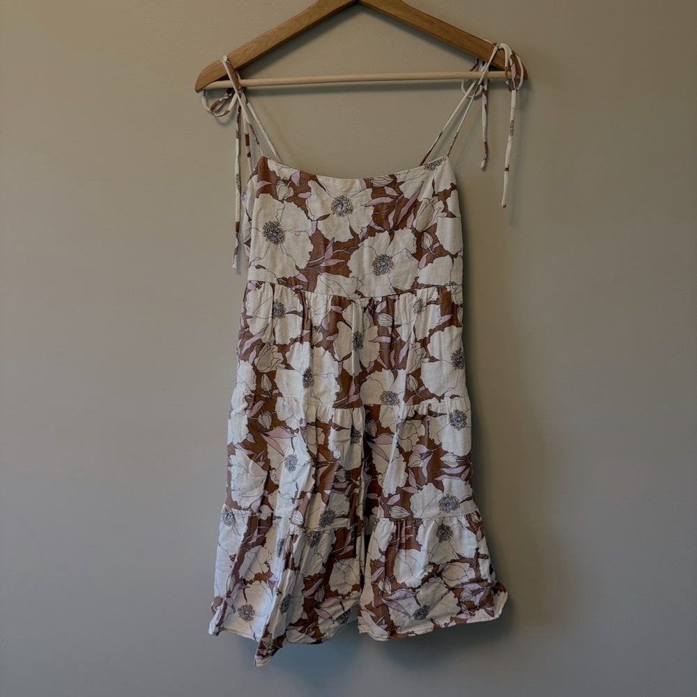 Abercrombie & Fitch Linen Mini Dress With Shoulder Ties